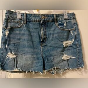 Womens Blue Ripped Denim high rise Jean Shorts Frayed Denim Shorts for Summer